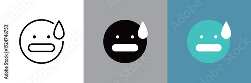 焦った表情のシンプルなラインアイコン