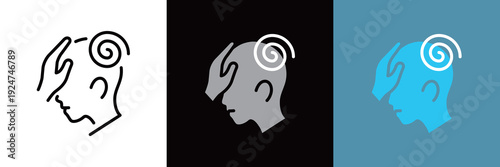 悩む横顔のシンプルなアイコン