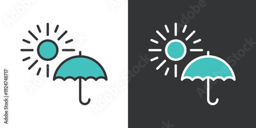 太陽の紫外線カットの線画アイコン