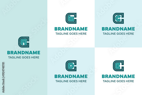 Letters CA CB CC CD CE Logo Line Set, for AC BC CC DC EC Initials