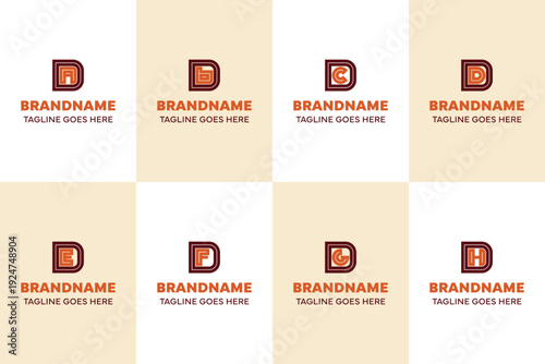 Letters DA DB DC DD DE DF DG DH Logo Line Set, for AD BD CD DD ED FD GD HD Initials