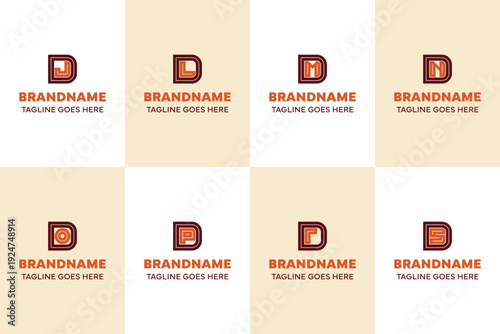 Letters DJ DL DM DN DO DP DR DS Logo Line Set, for JD LD MD ND OD PD RD SD Initials