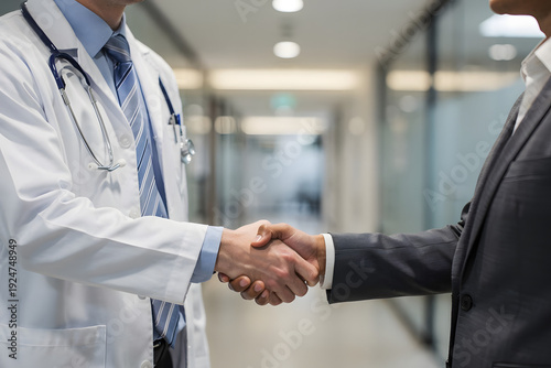 Doctor and Patient Handshake in Clinic