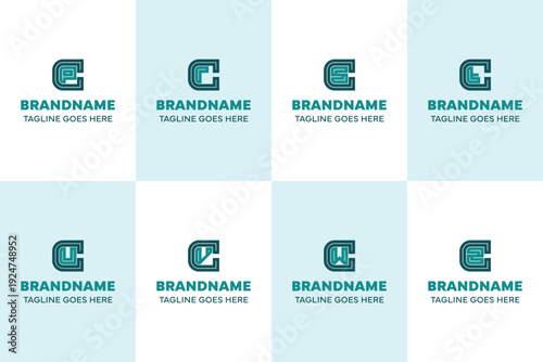 Letters CP CR CS CT CU CV CW CZ Logo Line Set, for PC RC SC TC UC VC WC ZC Initials