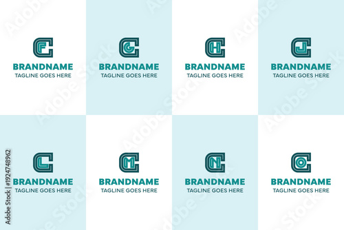 Letters CF CG CH CJ CL CM CN CO Logo Line Set, for FC GC HC JC LC MC NC OC Initials