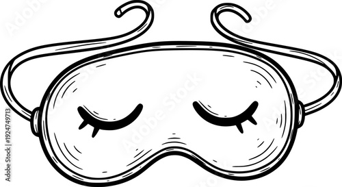 and drawn sleep mask with closed eyes doodle sketch