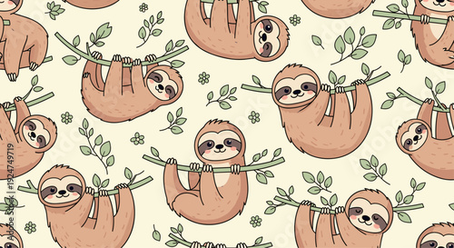 Seamless Pattern of Glazed Chocolate and Strawberry Donuts with Sprinkles, Flat Illustration