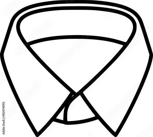 Simple black continuous line drawing of a classic shirt collar suitable for menswear branding, corporate identity, or textile industry presentations