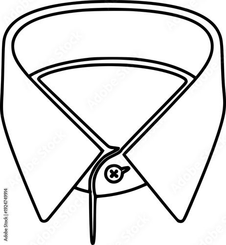 Simple black continuous line drawing of a classic shirt collar suitable for menswear branding, corporate identity, or textile industry presentations