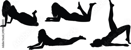 Silhouette, people, yoga, stretching, fitness, exercise, relaxation, posture, meditation, activity, sport, balance, health, body, movement