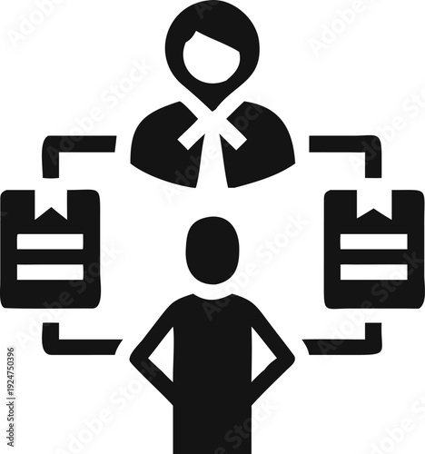 Corporate manager overseeing team members and delegating tasks for collaborative workflow