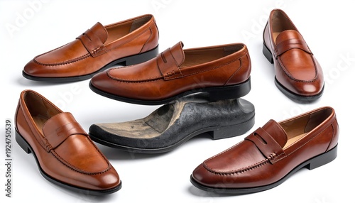 Wallpaper Mural A collection of stylish leather loafers in various shades Torontodigital.ca