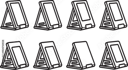 Nine different types of foldable devices displayed in a grid layout Vector