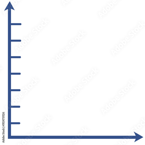 Simple vertical axis graph representing data measurement, financial performance tracking, and business analytics framework in clean flat vector style.