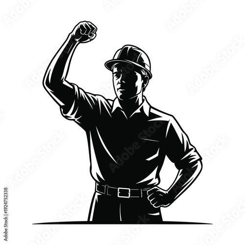 Confident worker showing strength and determination