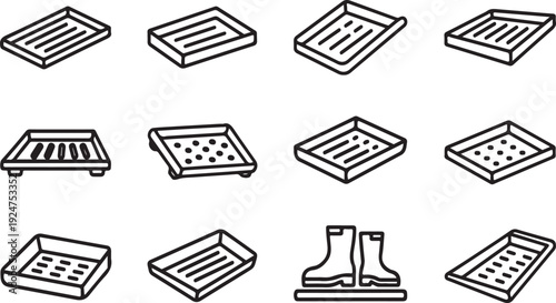 Assorted wire mesh grids and grates with various patterns and shapes Vector