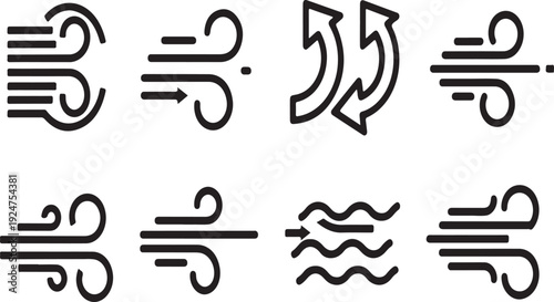 A collection of various weather symbols and icons representing different conditions Vector