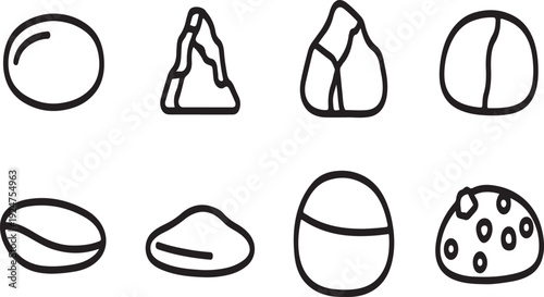 Assorted illustrations of various objects and shapes in a single row Vector