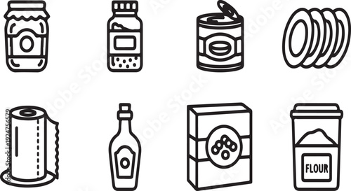 A collection of various food containers and ingredients Vector