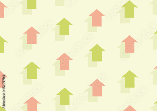 ピンクと黄緑の上向きの矢印が規則正しく並んでいるデザイン