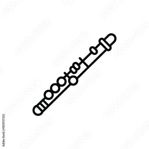 A simple line drawing of a recorder flute on a white background.
