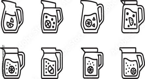 Eight different types of coffee mugs with various designs and patterns Vector