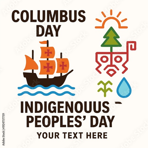 Columbus Day and Indigenous Peoples' Day Celebration Illustration