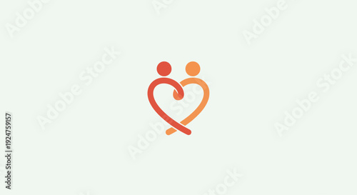 Stylized couple forming heart shape with love and care