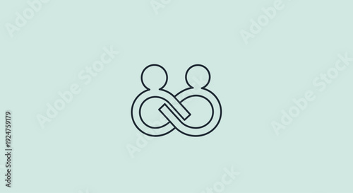 Stylized connected people icons in modern minimalist design