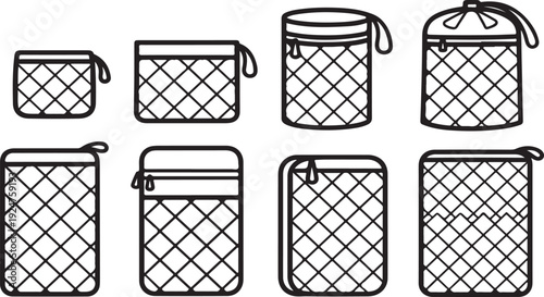 Assorted mesh laundry bags with drawstrings for delicate clothing Vector