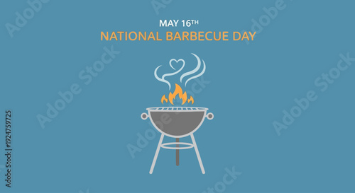 Celebrate National Barbecue Day with a sizzling grill and heart of flame