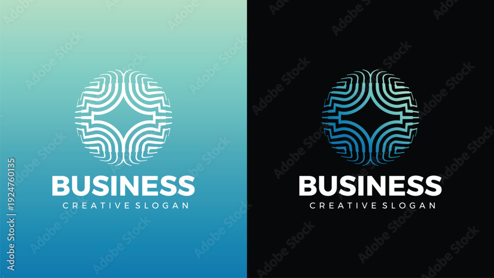 Naklejka premium Modern Blue Digital Network Connectivity Ball Icon Logo Design Template for IT Company and Start-up