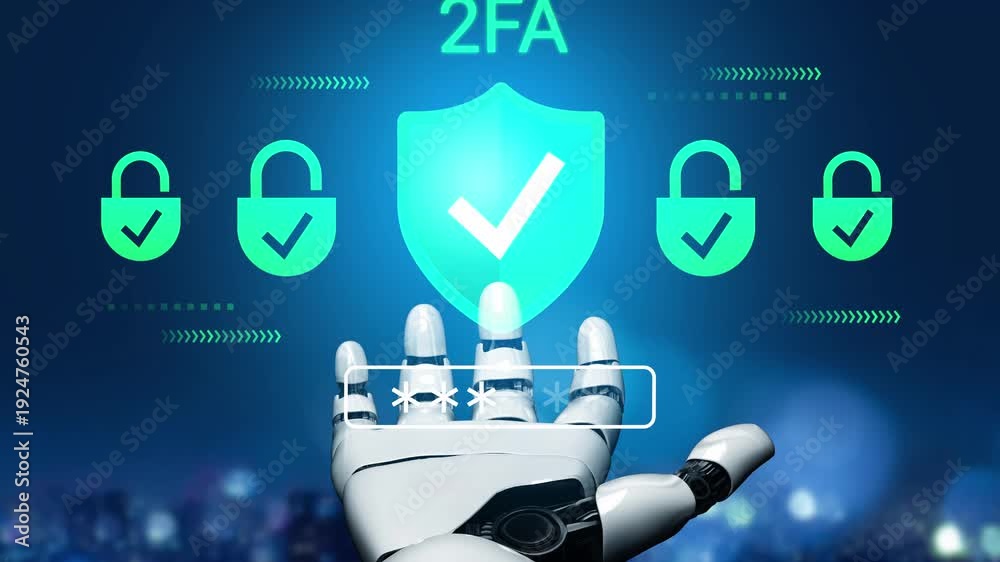 custom made wallpaper toronto digitalFuturistic Robotic Hand Displaying Two-Factor Authentication with Padlocks and Checkmarks for Cybersecurity Concept Gluon.