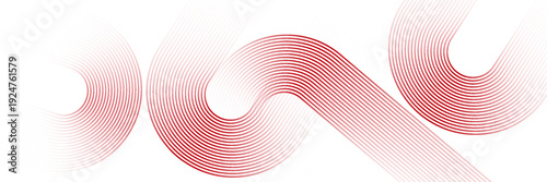 Abstract Red Geometric Ribbon Background with Parallel Curved Lines. vector illustration