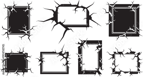 Collection of cracked and broken frame borders and templates