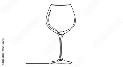 Simple continuous line drawing of an empty wine glass