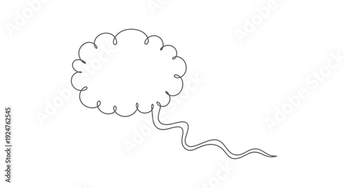 Abstract Curly Speech Bubble with Tail, Single Line Art