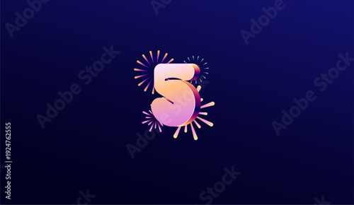 Gradient Colored 3D numbering anniversary 5th, 5th Happy Anniversary with colourful gradient, celebrating and greeting design banner.