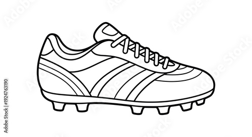 Soccer Cleat Coloring Page — Black and White Sports Shoe Line Art for Kids and Design