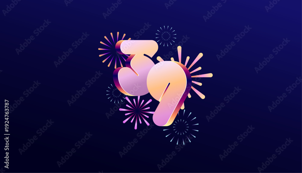 Obraz premium Gradient Colored 3D numbering anniversary 39th, 39th Happy Anniversary with colourful gradient, celebrating and greeting design banner.