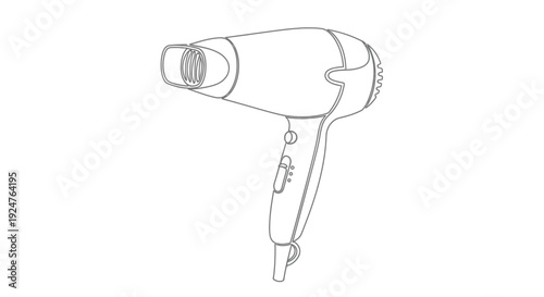 Hair Dryer Appliance in Continuous One Line Art Style