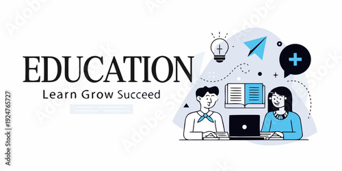 Illustration depicting education learning and student success concepts