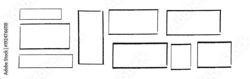 Rectangle frame line. square shape outline on hand draw style. 