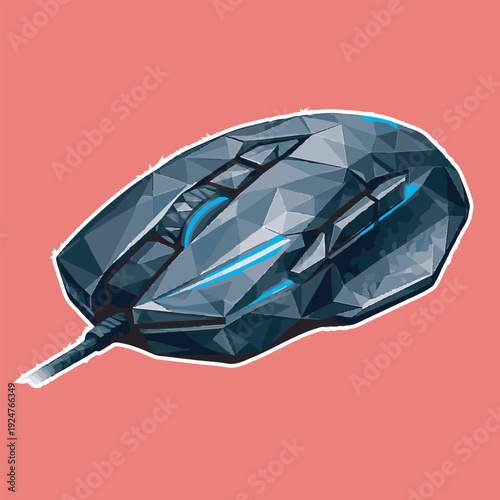 gaming mouse with low poly art, eps 10 illustration