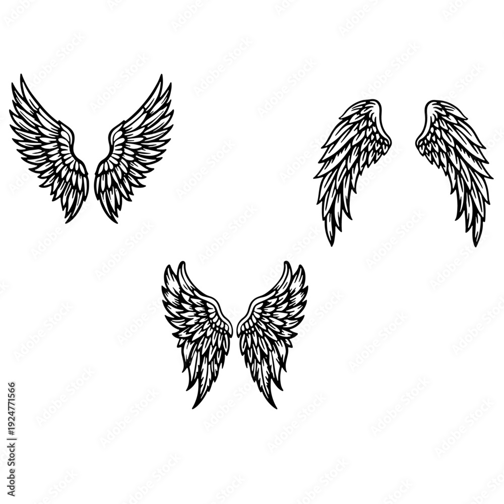 Fototapeta premium Black eagle with spread wings tattoo design in vector silhouette style