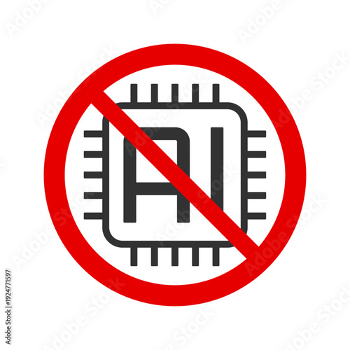 AI禁止アイコン 人工知能使用禁止マーク｜No AI Artificial Intelligence Prohibition Sign Icon