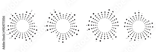 Sound equalizer icons with abstract Halftone Circular Shape Background. Three colorful abstract halftone circular shapes with  dots, for modern design use.