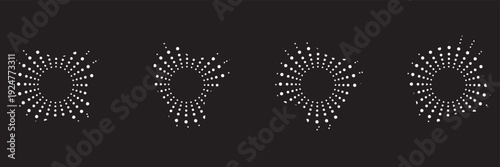 Sound equalizer icons with abstract Halftone Circular Shape Background. Three colorful abstract halftone circular shapes with  dots, for modern design use.