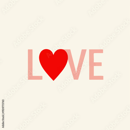 Valentine's Day celebration with red heart symbol and the word LOVE, romantic concept