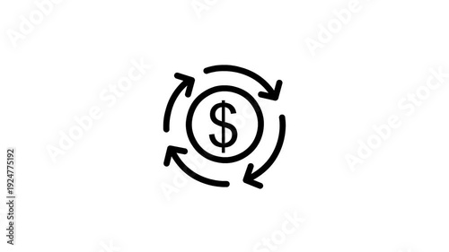 Dollar money circulation icon animation